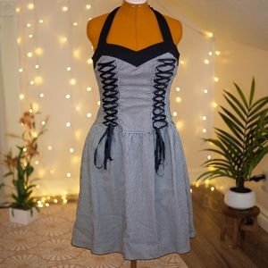 Retro sweetheart halter gingham dress